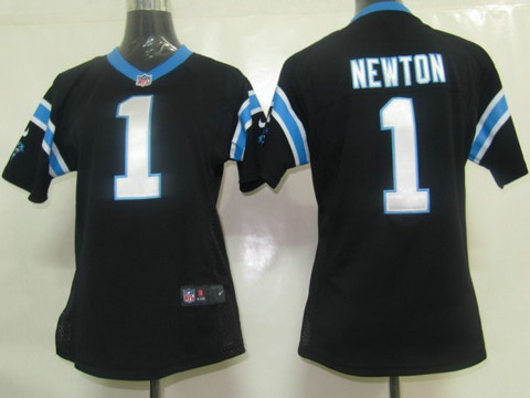 Nike Womens NFL Carolina Panthers 1 Auburn Newton black Game Jreseys